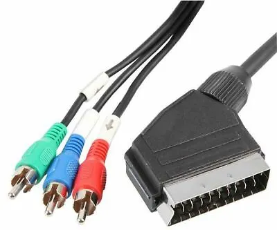 £8.42 • Buy 1.5m SCART CABLE To RGB RED GREEN BLUE 3 X TRIPLE RCA PHONO TV COMPONENT LEAD