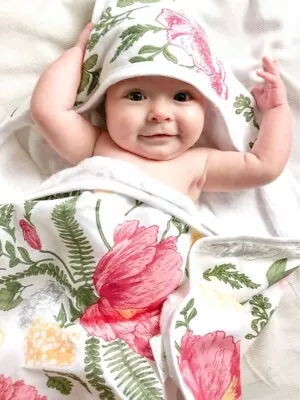 Bamboo Hooded Floral Baby Towel • $10