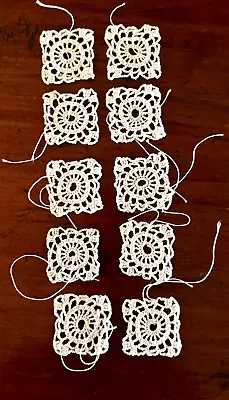 10 Hand Crochet Vintage Small Ecru Squares • $10