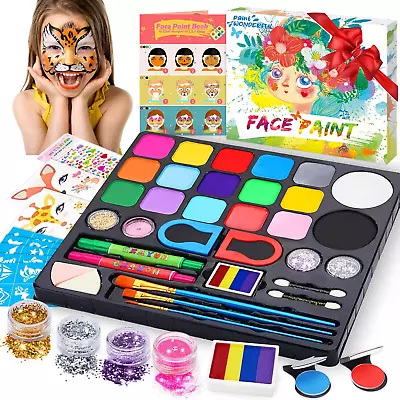 Face Paint Kit For Kids 17 Colors Professional Face Painting Kit Large Water B • £22.29