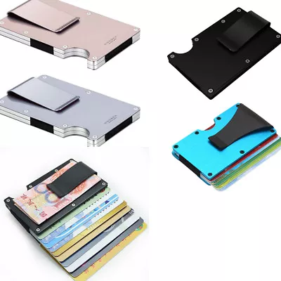 Slim Carbon Fiber Credit Card Holder RFID Blocking Metal Money Clip Purse Wallet • $9.99