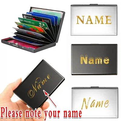 Personalised Custom Names Text Credit Card Holder Metal Wallet Case Aluminum UK • £5.99