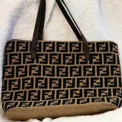 Early Vintage FENDI Beaded Zucca Bag | FF FENDI S.A.S Roma Made In Italy 1925 • $500