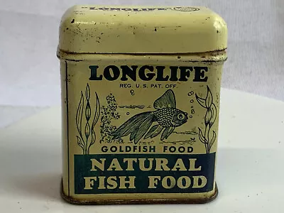 Vtg Longlife Natural Fish Food Tin Can Goldfish Food 1 OZ Net Weight Container • $39.95