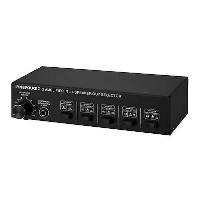 LYNEPAUAIO 2in 4 Out Amplifier Speaker Switcher Selector Speaker Switch Box P8S4 • $59.77