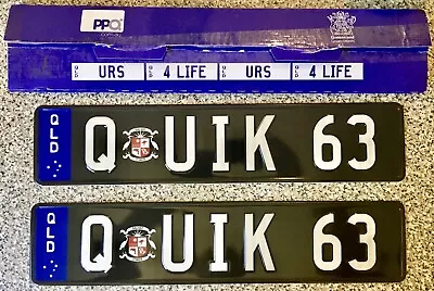 Qld Personalised Number Plates QUIK63 - Slimline European • $1000