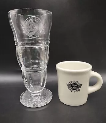 Steak N Shake Embossed Heavy Milkshake Glass & Homer Laughlin Diner Mug • $24.95