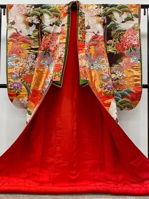Uchikake Karaori Juni-Hitoe Style Decorated Wedding Bride Kimono Length 185cm JP • $422.57