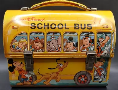 Vintage 1960s Walt Disney  School Bus  Metal Lunch Box By Aladdin -no Thermos • $39.95