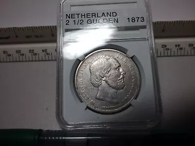 1873 Netherland 2 1/2 Gulden Silver Crown • $34