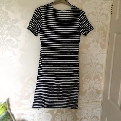 HM MAMA Navy/white Striped Maternity Dress Short Sleeved Length 34 Ins M  • £4.99