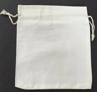 NEW Individual Off White 100% Cotton Drawstring Gift Bag 16x14cm Jewellery Pouch • £2.99