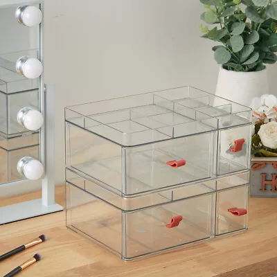 2 Tiers Clear Cosmetic Makeup Make Up Display Organizer Case Box Jewelry Storage • £15.95