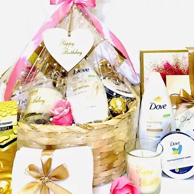 Women’s Birthday Gift Basket-luxury Pamper Gift Set Box-candle-treats For Her • £22.49