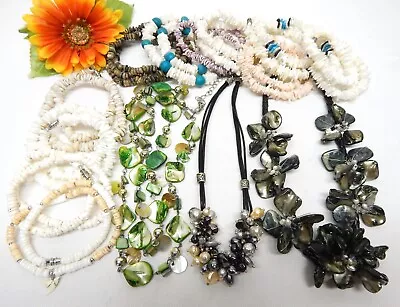 Vintage To Now Beach Themed Necklace Lot - Abalone Pearl Seashell • $9.99