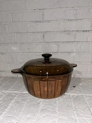 Pyrex Visions Amber Dutch Oven 4.5L Stock Pot Corning USA Brown 5Qt Vision Ware • $35