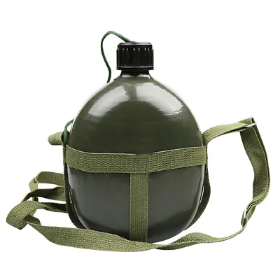 Military Water Bottle Canteen Camping Army Drinking Flask With Carrier Strap • £14.05