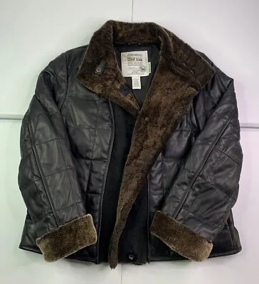 $225 • Buy Eddie Bauer Premium Quality Goose Down Coat Brown Leather Real Fur Womens Size L