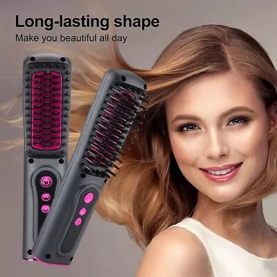 Hairdressing Tool 2 In 1 Hair Straightener Brush Rotating Hair Curler • $36