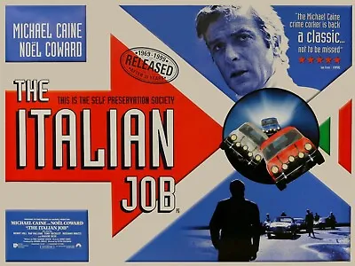 THE ITALIAN JOB 1969 UK Quad Poster Print 30x40   Michael Caine Noel Coward Rare • £24.99