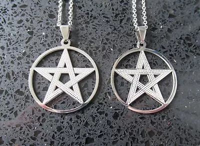 Gothic Pentagram Witchy Necklace Pendant Wiccan SIlver Jewellery Womens Mens UK • £6.99