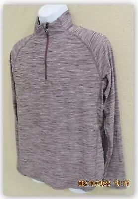 All In Motion Men MEDIUM Athletic Pullover Soft Stretch 1/4 Zip Thumbholes BERRY • $18.16