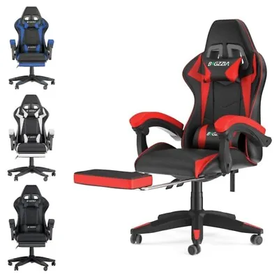 Gaming Chair &Footrest Office Desk Chair Racing Reclining High Back Swivel Chair • £79.91