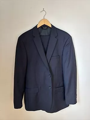 Jos A Bank Mens 2 Piece Suit 44L Jacket/38 Pants Slim Fit 70% Wool Navy • $49.95