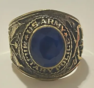 Vintage Ring US ARMY MILITARY POLICE BLUE Stone Vietnam War Era • $30.99