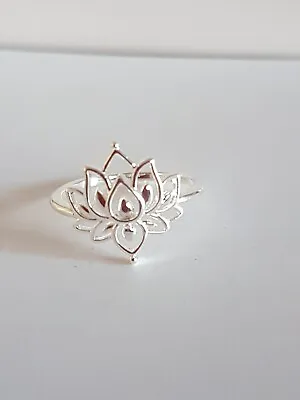 $10.35 • Buy Vintage Detailed Lotus Flower Bead Dot Stainless Steel Ring Silver Gold Women 