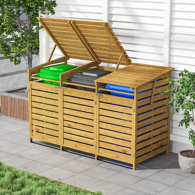 240L Triple Wheelie Bin Storage Wooden Store Cover Garden Rubbish Dustbin 3 Shed • £199.95