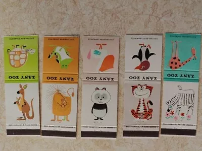 Zoo Matchbook Covers: Zany Zoo Set Of 5 Empty Matchcovers 10 Animals • $5