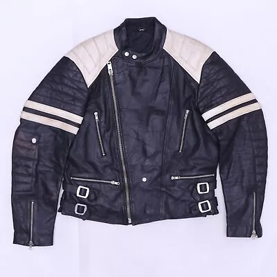 C5513 VTG Men's Leathers Biker Motorcycle Full Zip Jacket Size 56 • $39.99