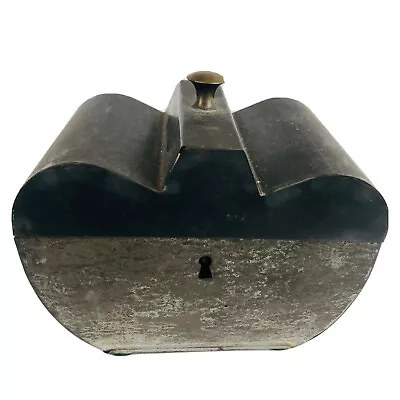 Antique Tea Caddy Tin Apple Shaped 18th C. Hinged Metal Box ￼ • $129.99