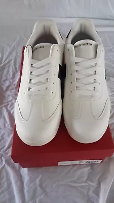 *NEW* LAMBRETTA Mens Tackle Court Trainers WHITE SIZE 8 • £27