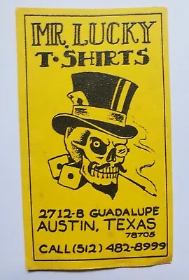 Original Vintage Mike Rollo Malone Mr. Lucky Tattoo Biz Card Austin Texas 2x3.5 • $99