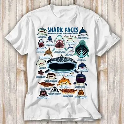 Shark Faces Marine Sea Life Sand Beach Summer T Shirt Top Tee Unisex 3991 • £6.70