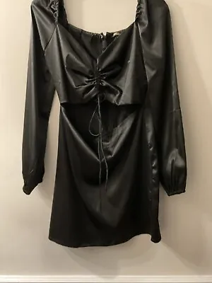 Womens Size 12 Tie Front Bodycon Black Dress  • £7.99