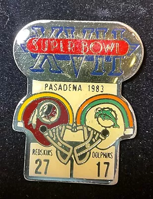 Vintage Washington Redskins Super Bowl XVII 17 Miami Dolphins NFL 1983 Pin • $7.97