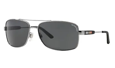 New BURBERRY Check Ruthenium Grey Metal Frame Sunglasses BE 3074 100387 • $245
