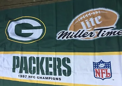 Vintage~1997~NFC CHAMPIONS~Green Bay Packers Miller Lite~3’X 5’~BANNER~FREE SHIP • $34.95