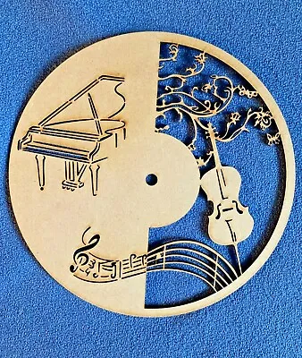 Wooden MDF Music Piano Cello   Clock Face Blank 25cm And 29cm • £8.50