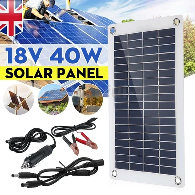£20.09 • Buy 12V 40W Dual Double USB Flexible Solar Panel Battery Charger Kit For Boat Car UK