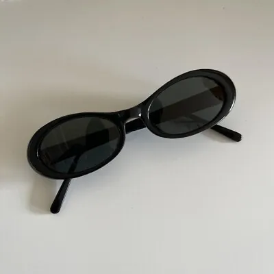 Authentic New Vintage Women's 90s Slim Black Oval Sunglasses • $15
