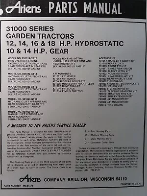 $144.37 • Buy Ariens GT17 GT14 GT16 GT18 Lawn Garden Tractor & Implements Parts Manual 1979 Hp