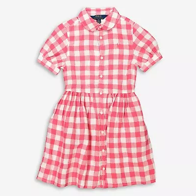 Polo Ralph Lauren Girl Gingham Logo Dress Sz: 10yrs  Rrp:£105 • £21.95