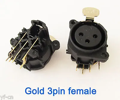 1pc Microphone XLR 3pin Female Gold Pin Panel Mount Chassis PCB Socket Connector • £1.89