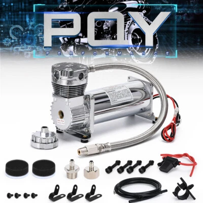 $142.90 • Buy 480C 3/8 NPT Single Compressor CHROME 200 Psi Air Ride Suspension Train Horns