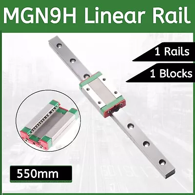 HGN9H Linear Slide MGN 9mm 550MM Linear Rails Guide With Mini Carriage Block US • $24