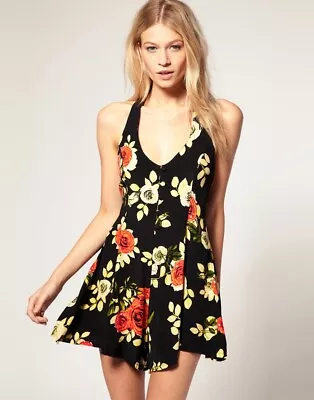 Motel Gypsy Rose Open Back Fit & Flare Playsuit S UK 8-10 • $18.65